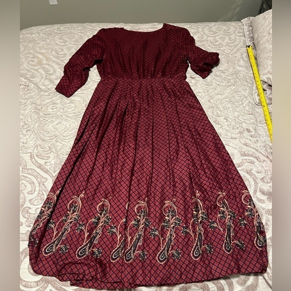 Vintage Eleanor Colton Women's Wine Silk Dress – Size 14 - Picture 7 of 11